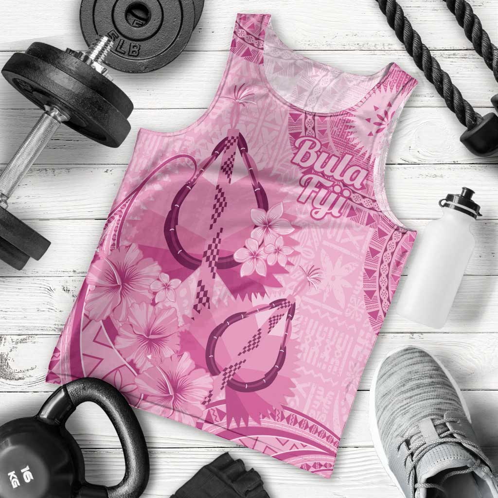 Pink Bula Fiji Men Tank Top Fijian Dance Fan Tapa Cloth Pattern