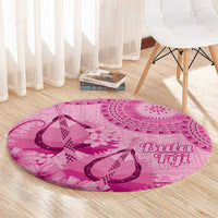 Pink Bula Fiji Round Carpet Fijian Dance Fan Tapa Cloth Pattern