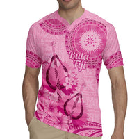 Pink Bula Fiji Rugby Jersey Fijian Dance Fan Tapa Cloth Pattern