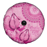 Pink Bula Fiji Spare Tire Cover Fijian Dance Fan Tapa Cloth Pattern
