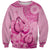 Pink Bula Fiji Sweatshirt Fijian Dance Fan Tapa Cloth Pattern