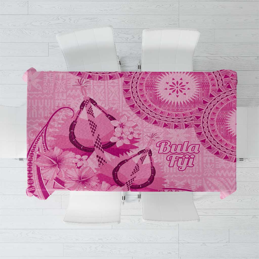 Pink Bula Fiji Tablecloth Fijian Dance Fan Tapa Cloth Pattern