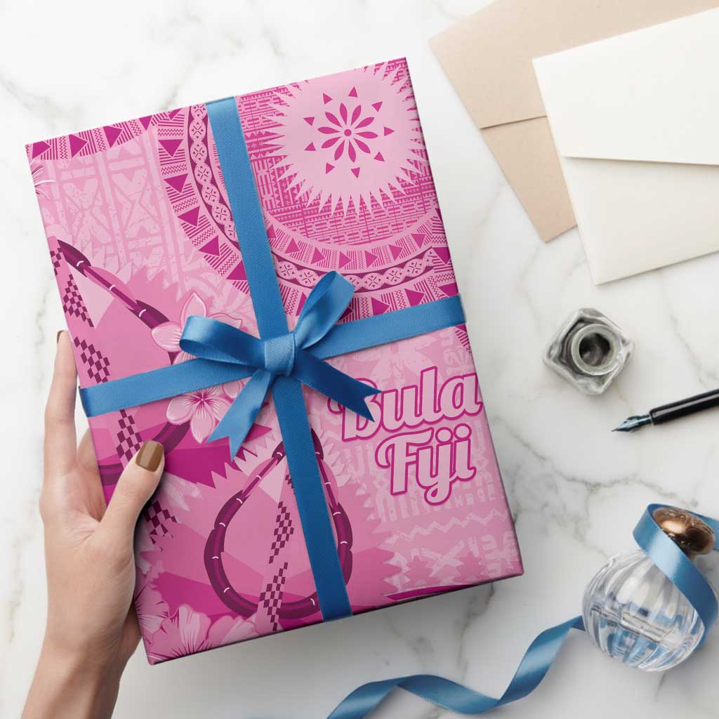 Pink Bula Fiji Wrapping Paper Fijian Dance Fan Tapa Cloth Pattern - Polynesian Pride