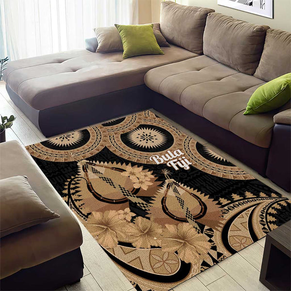 Fiji Rugs Black Bula Fiji Area Rug Fijian Dance Fan Tapa Cloth Pattern LT14
