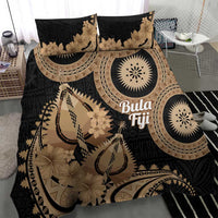 Black Bula Fiji Bedding Set Fijian Dance Fan Tapa Cloth Pattern