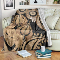 Black Bula Fiji Blanket Fijian Dance Fan Tapa Cloth Pattern