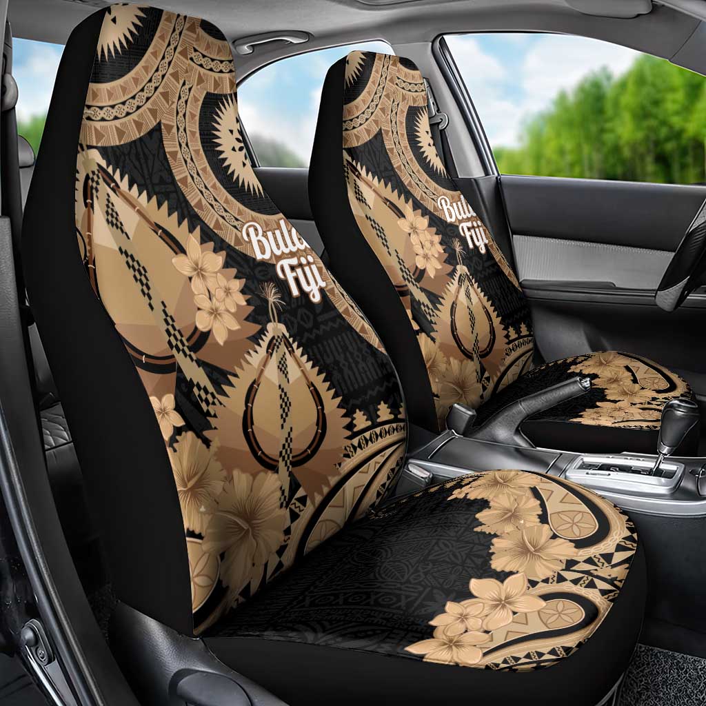 Black Bula Fiji Car Seat Cover Fijian Dance Fan Tapa Cloth Pattern