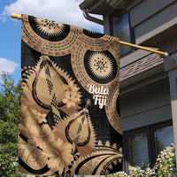 Black Bula Fiji Garden Flag Fijian Dance Fan Tapa Cloth Pattern