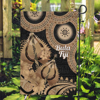 Black Bula Fiji Garden Flag Fijian Dance Fan Tapa Cloth Pattern