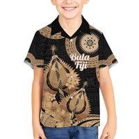 Black Bula Fiji Hawaiian Shirt Fijian Dance Fan Tapa Cloth Pattern