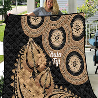 Black Bula Fiji Quilt Fijian Dance Fan Tapa Cloth Pattern
