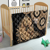 Black Bula Fiji Quilt Fijian Dance Fan Tapa Cloth Pattern