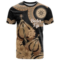 Black Bula Fiji T Shirt Fijian Dance Fan Tapa Cloth Pattern