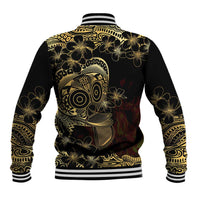 Frangipani Festival Rabaul Baseball Jacket PNG Tribal Baining Mask Tattoo - Polynesian Pride