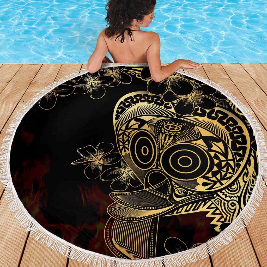 Frangipani Festival Rabaul Beach Blanket PNG Tribal Baining Mask Tattoo - Polynesian Pride