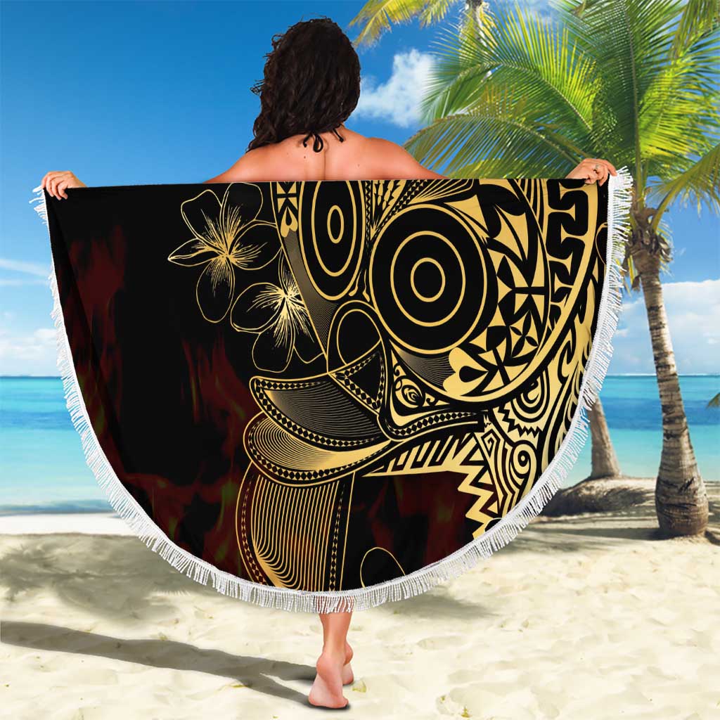 Frangipani Festival Rabaul Beach Blanket PNG Tribal Baining Mask Tattoo - Polynesian Pride
