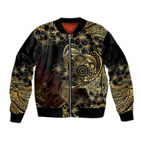 Frangipani Festival Rabaul Bomber Jacket PNG Tribal Baining Mask Tattoo LT14 Unisex Black - Polynesian Pride