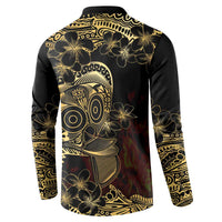 Frangipani Festival Rabaul Button Sweatshirt PNG Tribal Baining Mask Tattoo - Polynesian Pride