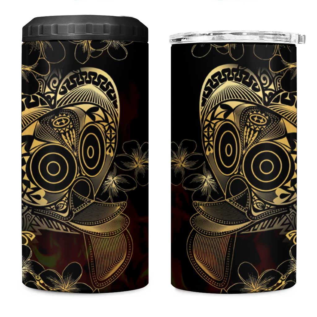 Frangipani Festival Rabaul 4 in 1 Can Cooler Tumbler PNG Tribal Baining Mask Tattoo LT14 One Size: 16 oz Black - Polynesian Pride