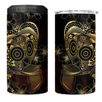 Frangipani Festival Rabaul 4 in 1 Can Cooler Tumbler PNG Tribal Baining Mask Tattoo - Polynesian Pride