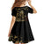 Frangipani Festival Rabaul Family Matching Off Shoulder Short Dress and Hawaiian Shirt PNG Tribal Baining Mask Tattoo - Polynesian Pride