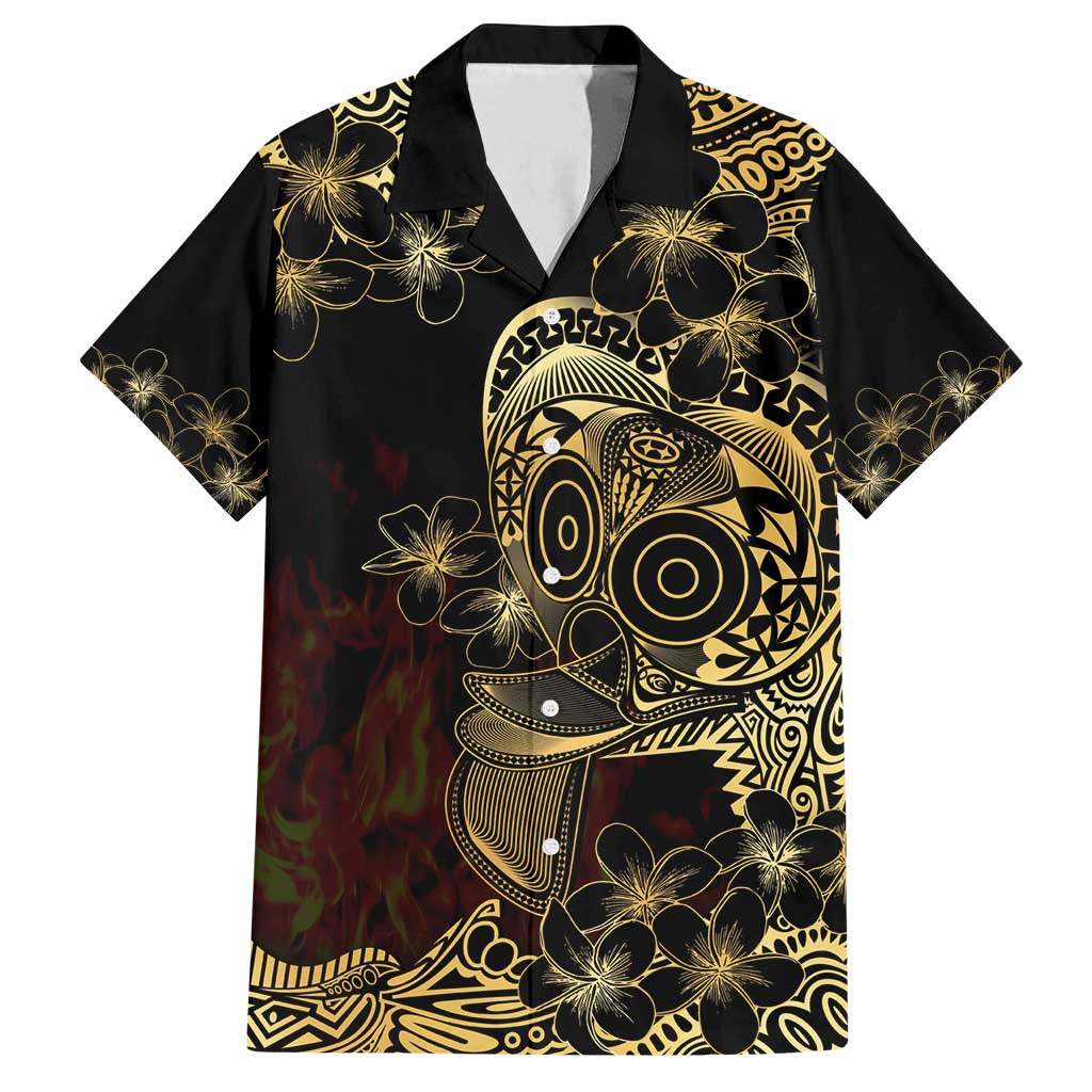 Frangipani Festival Rabaul Family Matching Puletasi and Hawaiian Shirt PNG Tribal Baining Mask Tattoo - Polynesian Pride