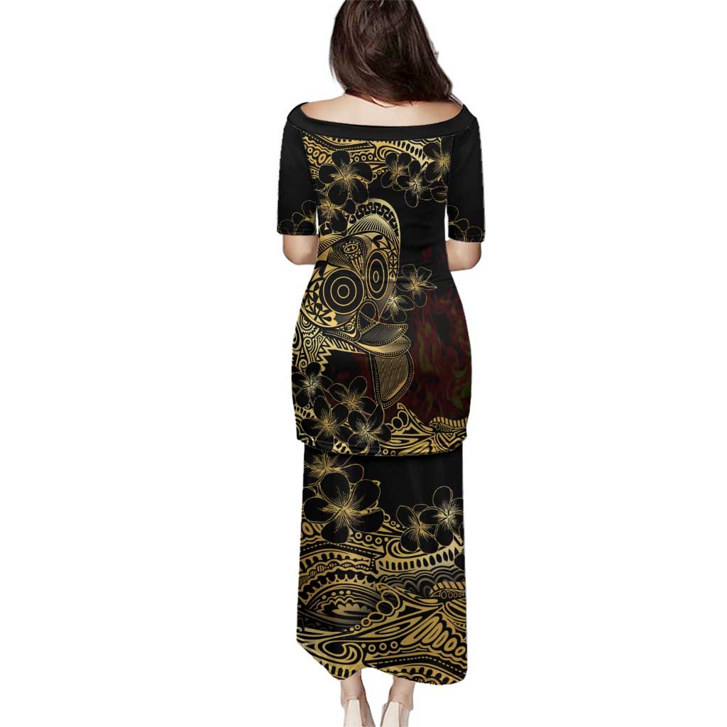 Frangipani Festival Rabaul Family Matching Puletasi and Hawaiian Shirt PNG Tribal Baining Mask Tattoo - Polynesian Pride