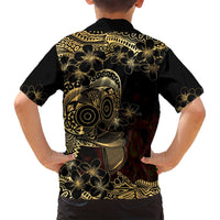 Frangipani Festival Rabaul Family Matching Summer Maxi Dress and Hawaiian Shirt PNG Tribal Baining Mask Tattoo LT14 - Polynesian Pride