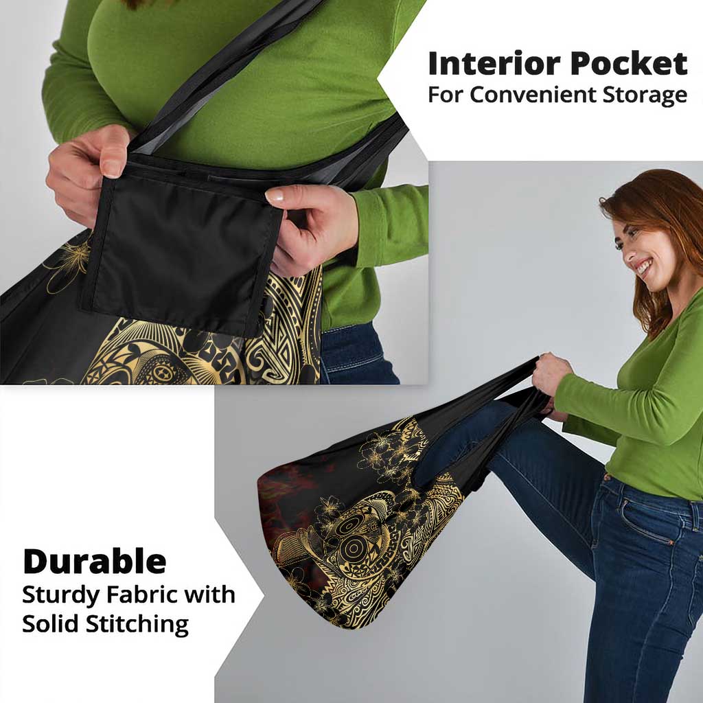 Frangipani Festival Rabaul Grocery Bag PNG Tribal Baining Mask Tattoo - Polynesian Pride