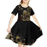 Frangipani Festival Rabaul Kid Short Sleeve Dress PNG Tribal Baining Mask Tattoo - Polynesian Pride