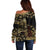 Frangipani Festival Rabaul Off Shoulder Sweater PNG Tribal Baining Mask Tattoo - Polynesian Pride