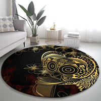 Frangipani Festival Rabaul Round Carpet PNG Tribal Baining Mask Tattoo - Polynesian Pride