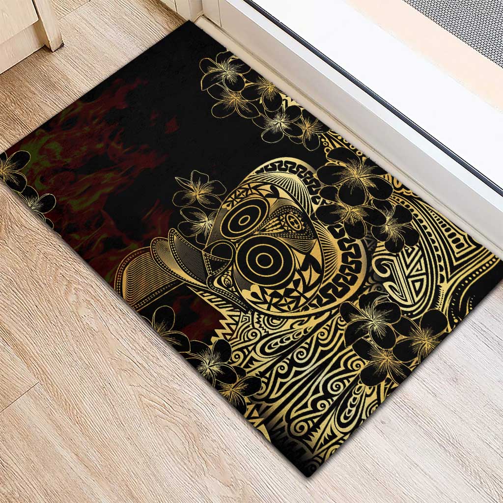 Frangipani Festival Rabaul Rubber Doormat PNG Tribal Baining Mask Tattoo - Polynesian Pride