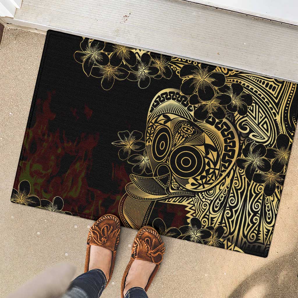 Frangipani Festival Rabaul Rubber Doormat PNG Tribal Baining Mask Tattoo - Polynesian Pride