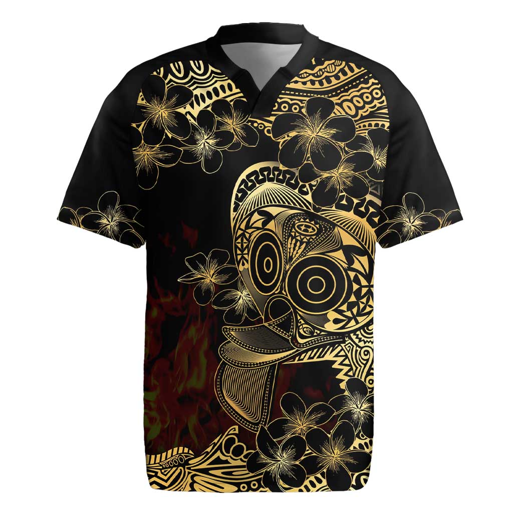 Frangipani Festival Rabaul Rugby Jersey PNG Tribal Baining Mask Tattoo - Polynesian Pride