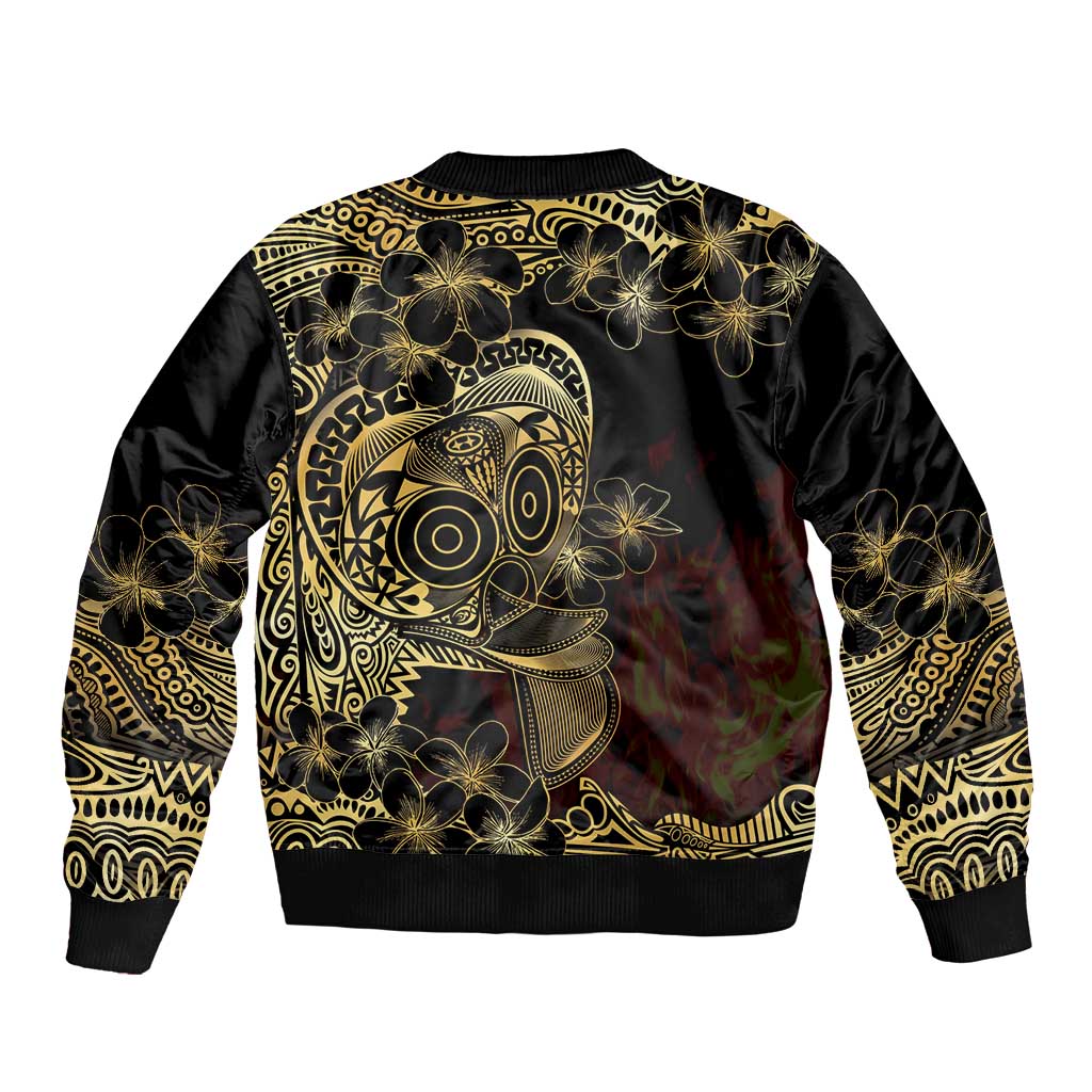 Frangipani Festival Rabaul Sleeve Zip Bomber Jacket PNG Tribal Baining Mask Tattoo LT14 - Polynesian Pride