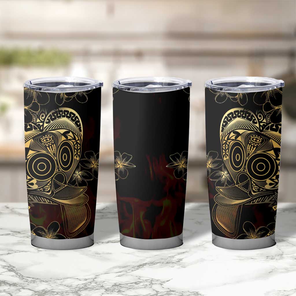 Frangipani Festival Rabaul Tumbler Cup PNG Tribal Baining Mask Tattoo - Polynesian Pride