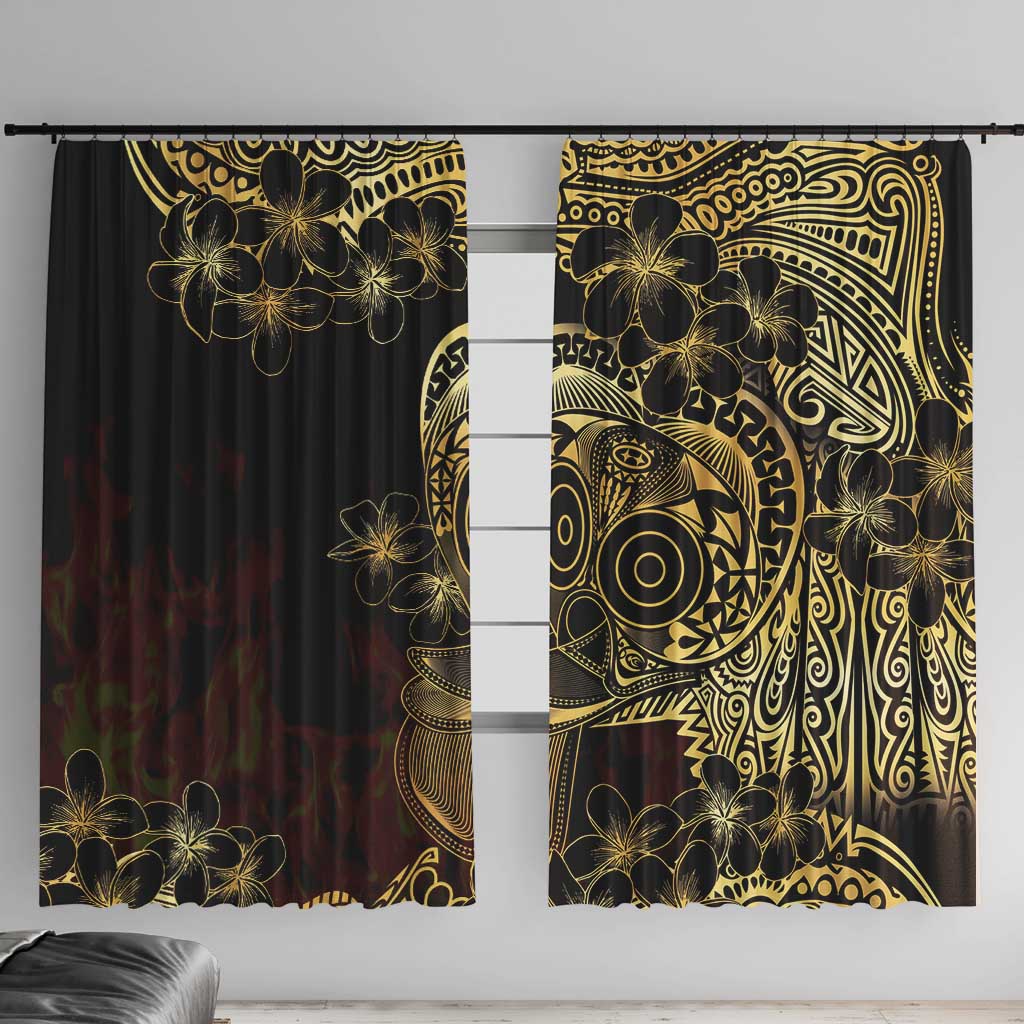 Frangipani Festival Rabaul Window Curtain PNG Tribal Baining Mask Tattoo LT14 With Hooks Black - Polynesian Pride