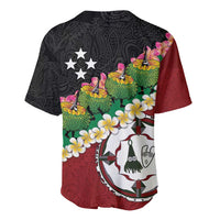 Frangipani Festival Rabaul East New Britain Baseball Jersey Dukduk Dance With Plumeria - Polynesian Pride