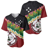 Frangipani Festival Rabaul East New Britain Baseball Jersey Dukduk Dance With Plumeria - Polynesian Pride