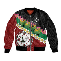 Frangipani Festival Rabaul East New Britain Bomber Jacket Dukduk Dance With Plumeria LT14 Unisex Red - Polynesian Pride