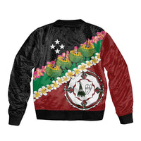 Frangipani Festival Rabaul East New Britain Bomber Jacket Dukduk Dance With Plumeria LT14 - Polynesian Pride