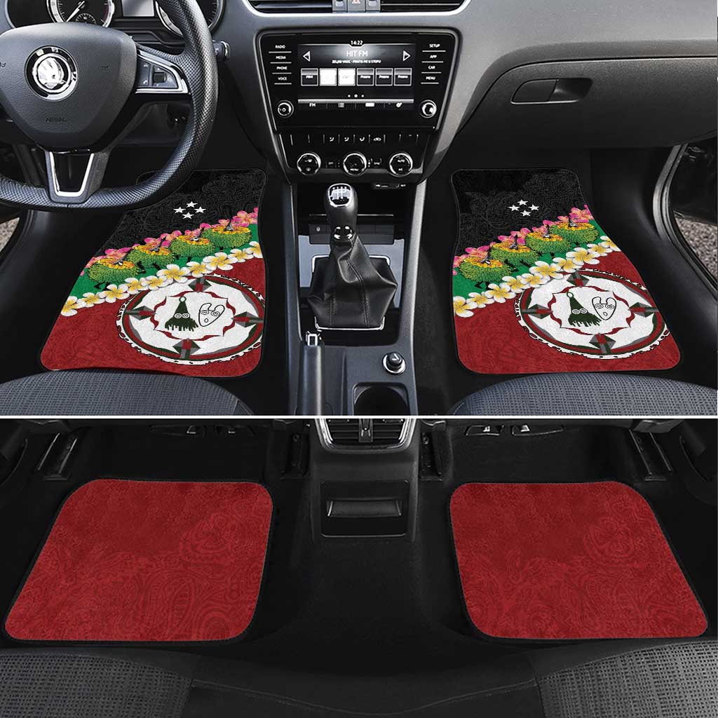 Frangipani Festival Rabaul East New Britain Car Mats Dukduk Dance With Plumeria - Polynesian Pride
