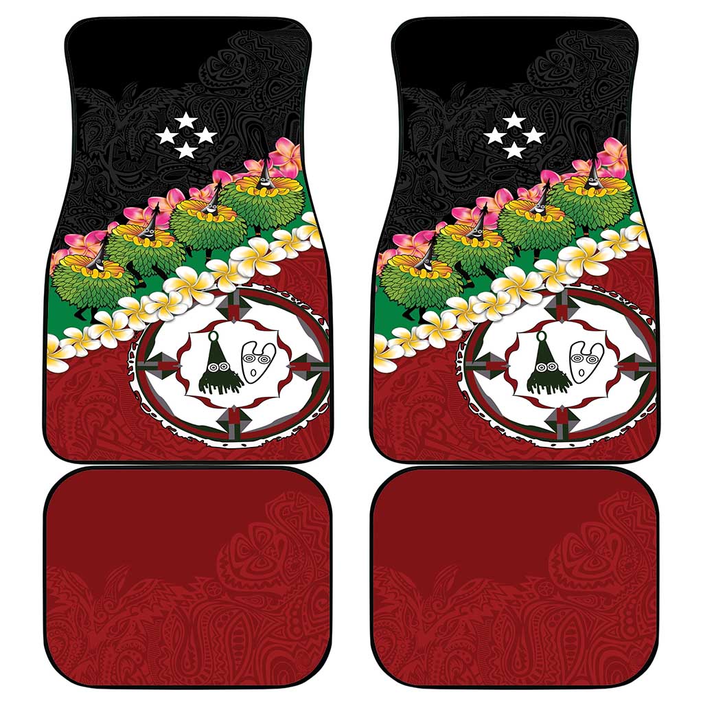 Frangipani Festival Rabaul East New Britain Car Mats Dukduk Dance With Plumeria - Polynesian Pride