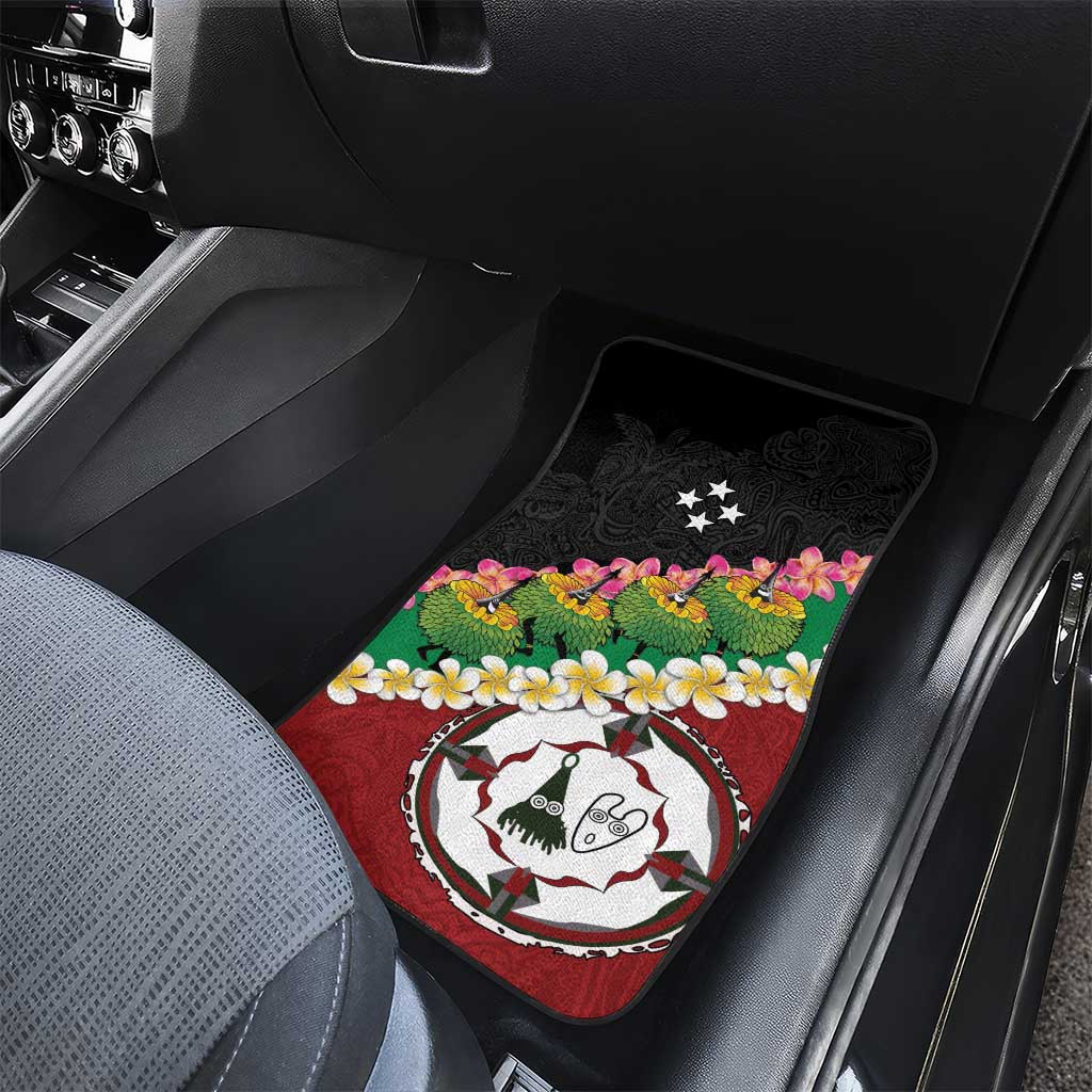 Frangipani Festival Rabaul East New Britain Car Mats Dukduk Dance With Plumeria - Polynesian Pride