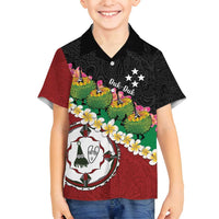 Frangipani Festival Rabaul East New Britain Family Matching Long Sleeve Bodycon Dress and Hawaiian Shirt Dukduk Dance With Plumeria LT14 Son's Shirt Red - Polynesian Pride