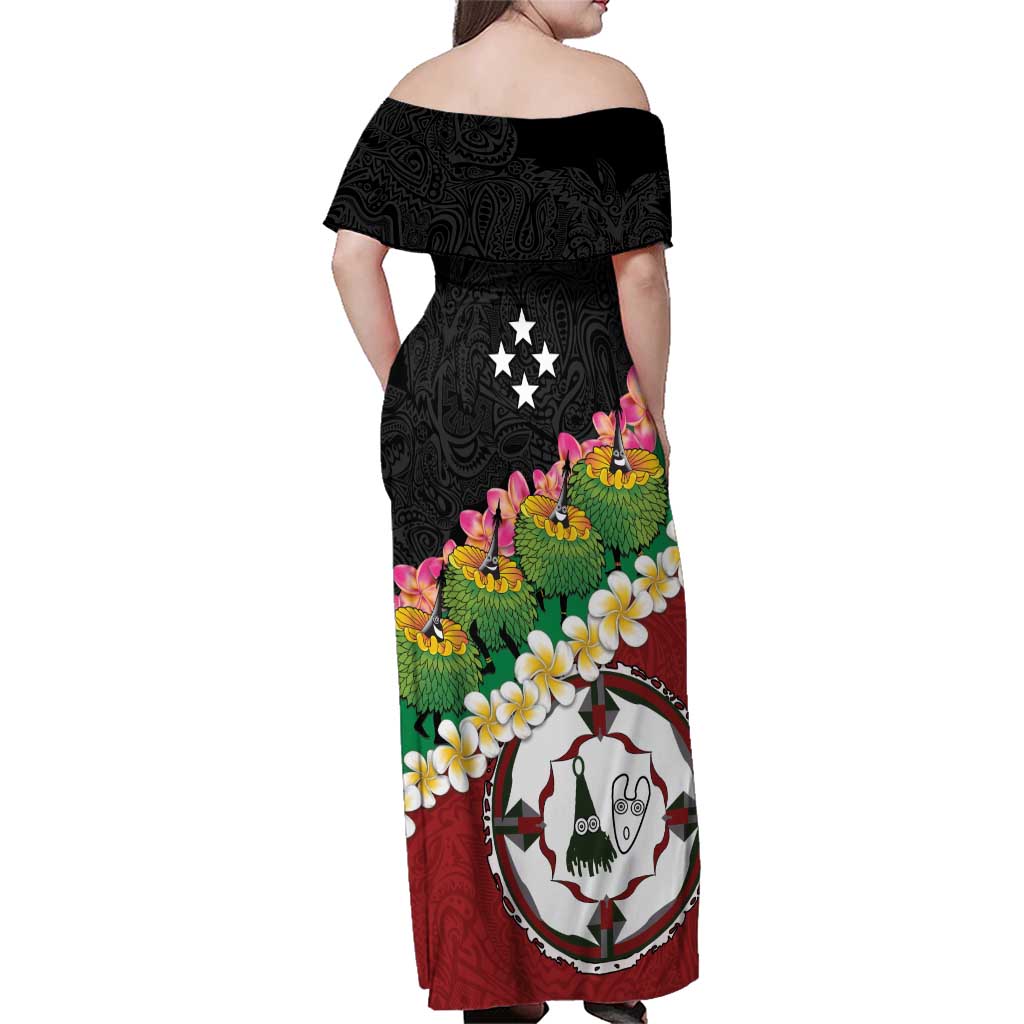 Frangipani Festival Rabaul East New Britain Family Matching Off Shoulder Maxi Dress and Hawaiian Shirt Dukduk Dance With Plumeria - Polynesian Pride