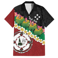 Frangipani Festival Rabaul East New Britain Family Matching Off Shoulder Short Dress and Hawaiian Shirt Dukduk Dance With Plumeria - Polynesian Pride