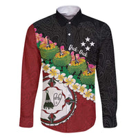 Frangipani Festival Rabaul East New Britain Family Matching Off Shoulder Short Dress and Hawaiian Shirt Dukduk Dance With Plumeria - Polynesian Pride