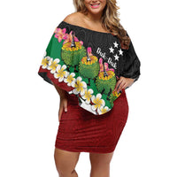 Frangipani Festival Rabaul East New Britain Family Matching Off Shoulder Short Dress and Hawaiian Shirt Dukduk Dance With Plumeria - Polynesian Pride